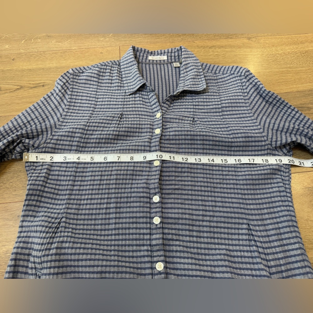 Toad&Co Mixologist Tunic Long Sleeve Blue Stripe Organic Cotton Women’s Medium - Picture 11 of 12